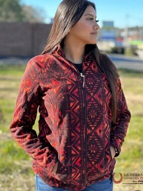 Powder River Outfitters Aztec Zip Fleece Jacket - Size XS